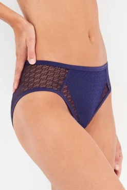 Braga tiro medio com tule jacquard azul
