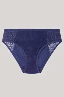 Braga tiro medio com tule jacquard azul