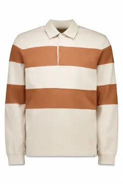 -Regular fit-Striped single jersey fabric-Contrasting neck and placket with buttons-By purchasing our cotton products, you are supporting our investment in the Better Cotton initiative. This product has been obtained through a mass balance