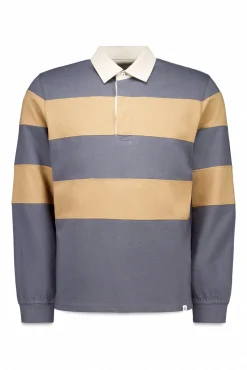 -Regular fit-Striped single jersey fabric-Contrasting neck and placket with buttons-By purchasing our cotton products, you are supporting our investment in the Better Cotton initiative. This product has been obtained through a mass balance