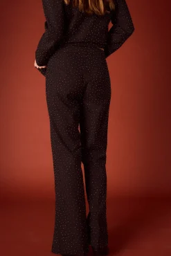 Calça boca de sino com strass
