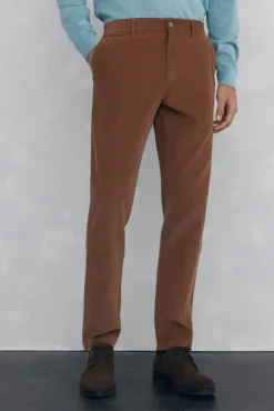 Calça calças chino de veludo veludo leve e slim fit