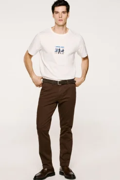 Calça calças chino slim fit feita de algodão orgânico
