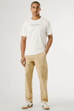 Calça cargo regular feita de tecido leve.