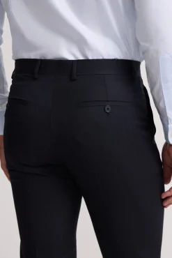 Calça clássicas de terno em espinha de espiga