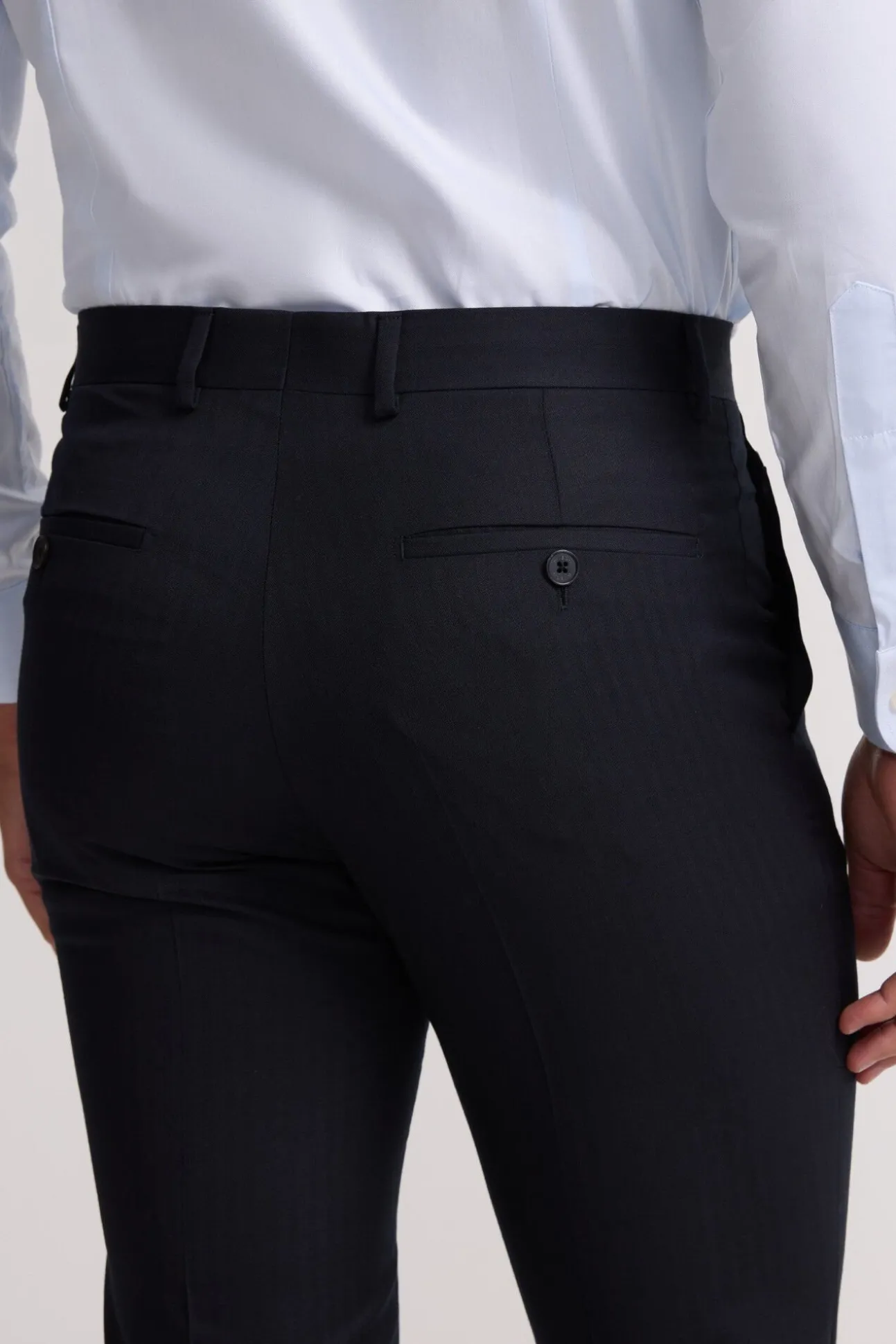 Calça clássicas de terno em espinha de espiga