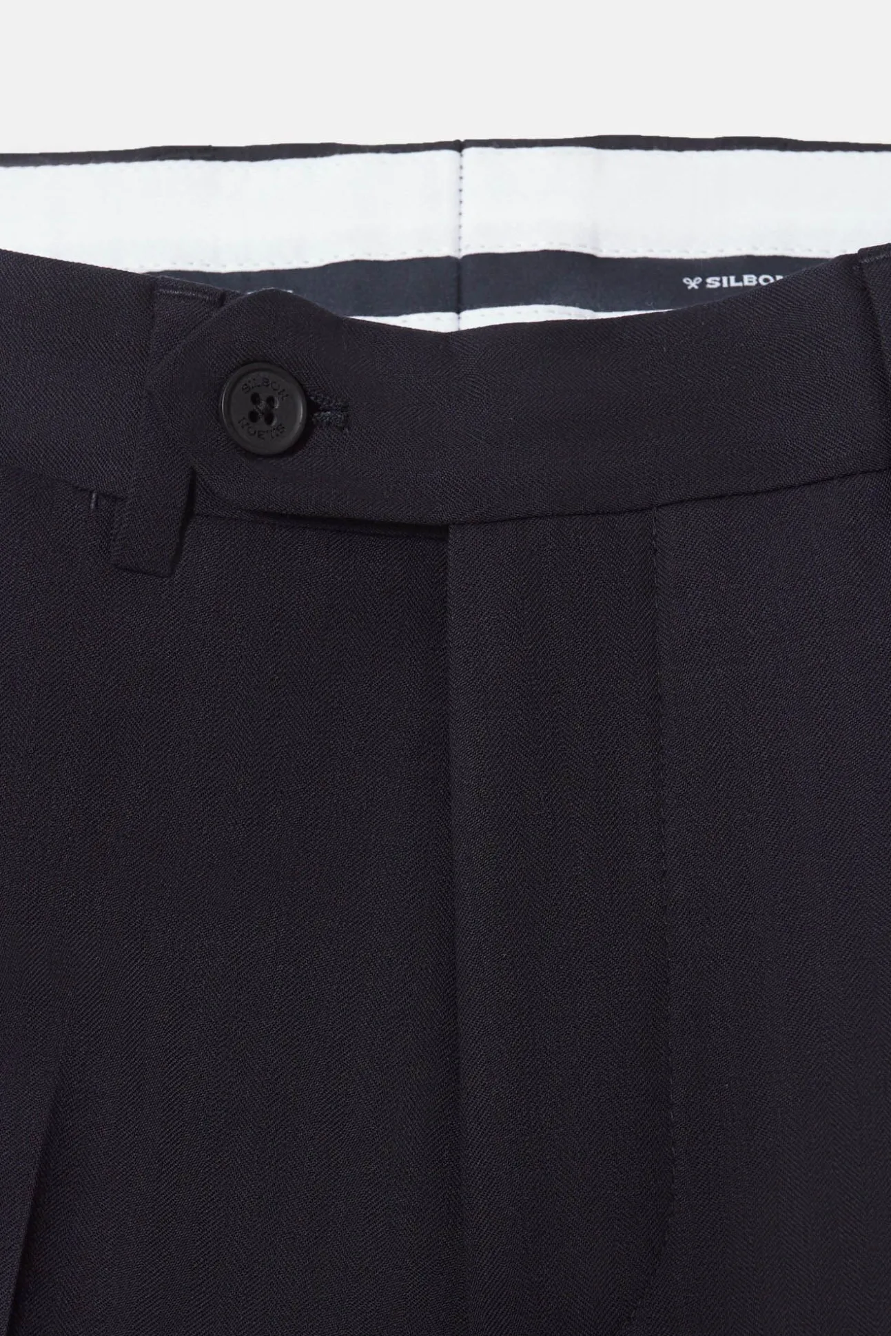 Calça clássicas de terno em espinha de espiga