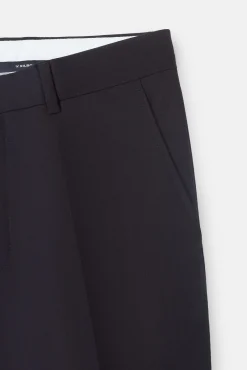 Calça clássicas de terno em espinha de espiga