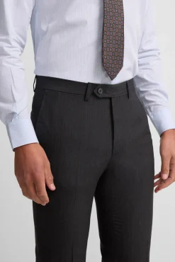 Calça clássicas de terno em espinha de espiga