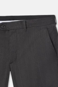 Calça clássicas de terno em espinha de espiga