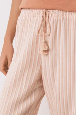 Calça comprida de calça riscas laranja
