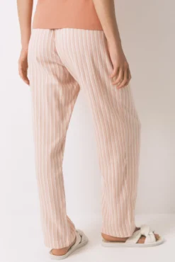 Calça comprida de calça riscas laranja