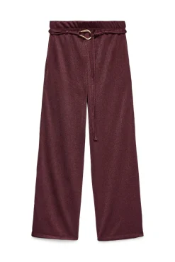 Calça comprida de malha com detalhe de fivela