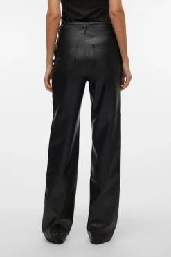 Calça compridas com efeito de couro