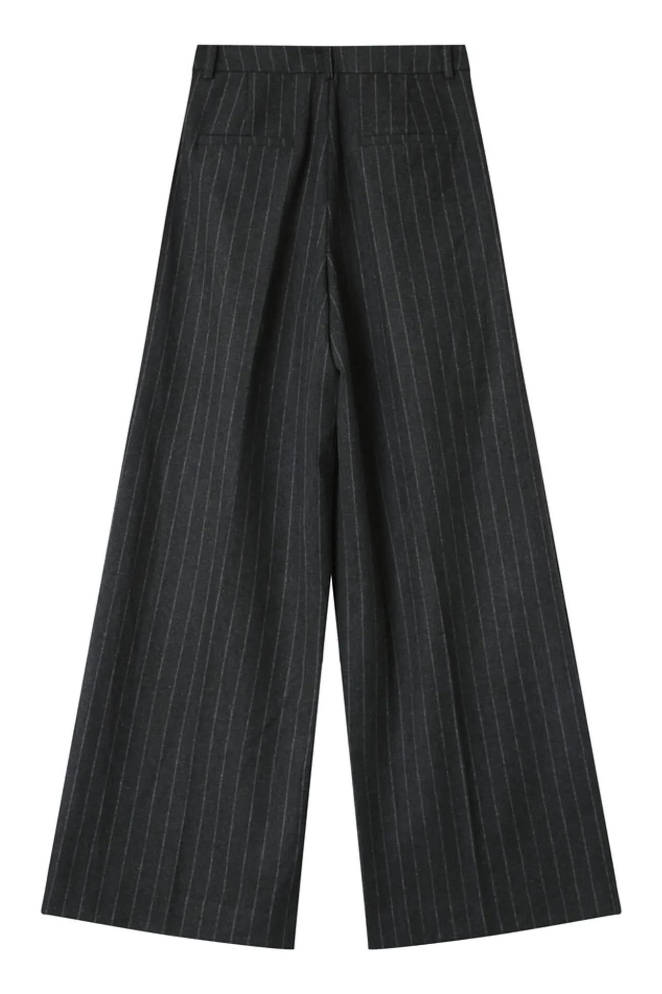 Calça de terno de lã riscas com detalhe plissado