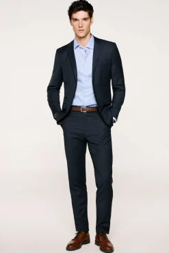 Calça de terno xadrez slim fit