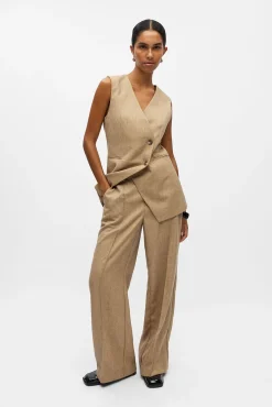 Calça de tweed de pernas largas