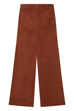 Calça de veludo cotelê com bolsos frontais