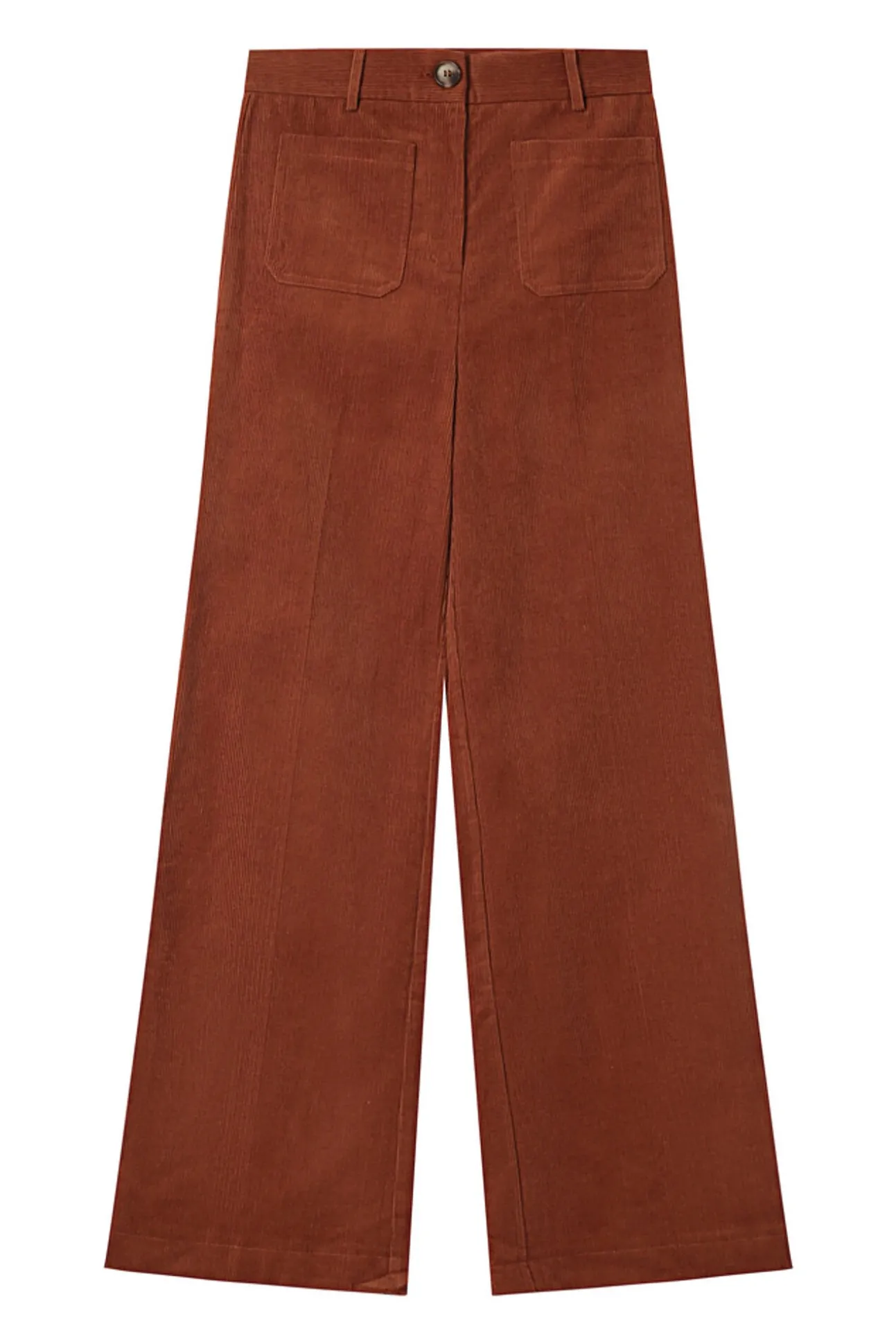Calça de veludo cotelê com bolsos frontais