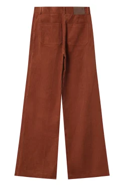 Calça de veludo cotelê com bolsos frontais