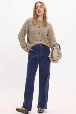 Calça de veludo cotelê de perna larga