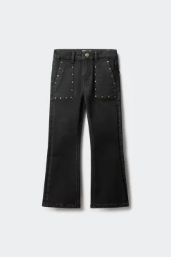 Calça flare com tachas para meninas