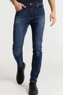 Calça jeans azul escuro médio