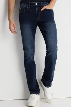 Calça jeans azul escuro médio