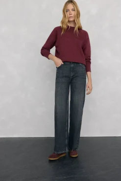 Calça jeans básica de perna larga