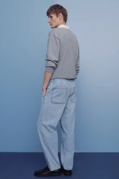 Calça jeans calças chino lavada