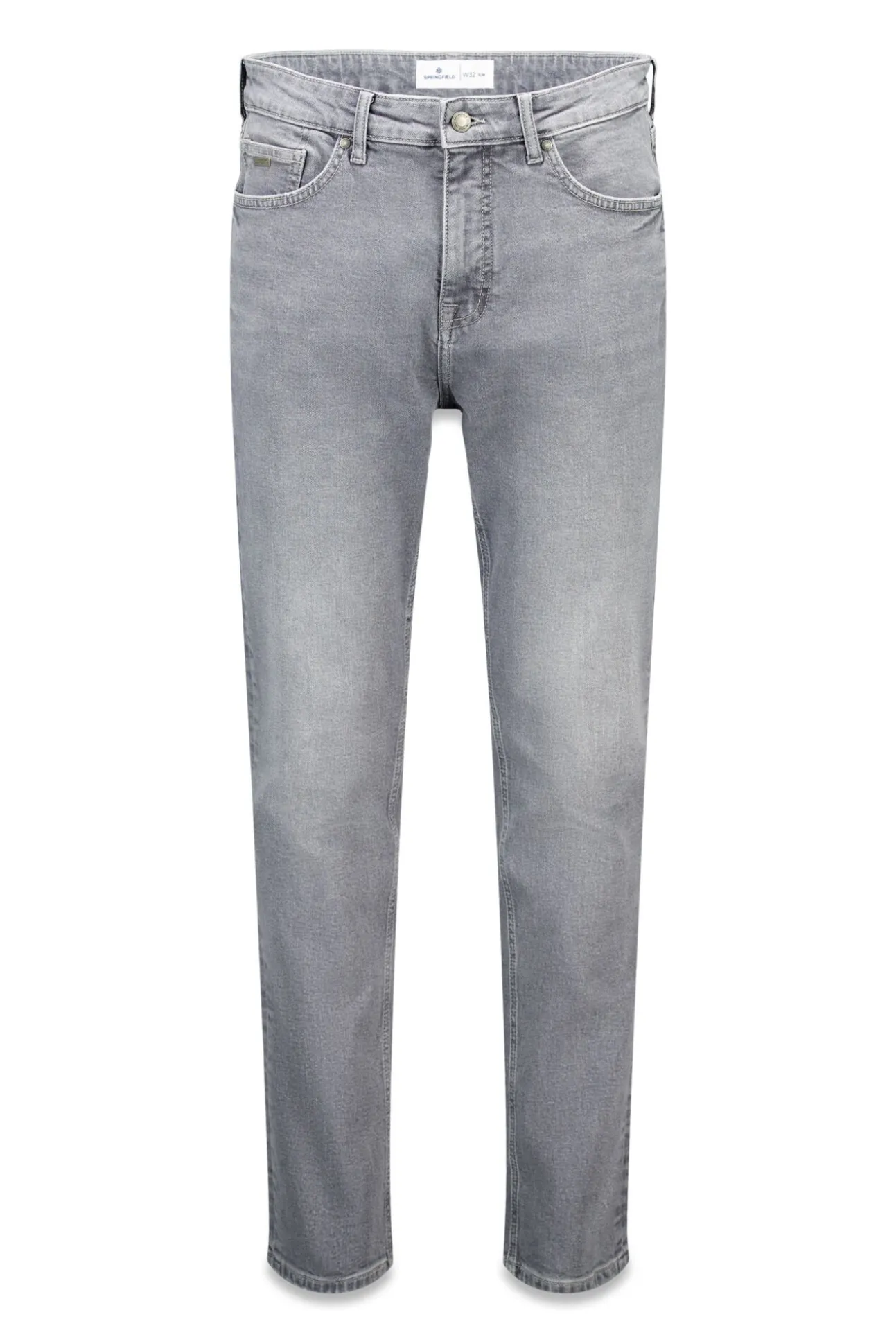 Calça jeans cinza slim fit com lavagem média
