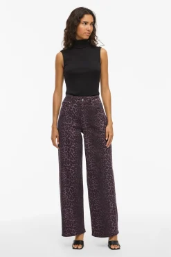 Calça jeans com estampado de leopardo
