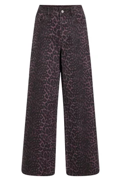 Calça jeans com estampado de leopardo