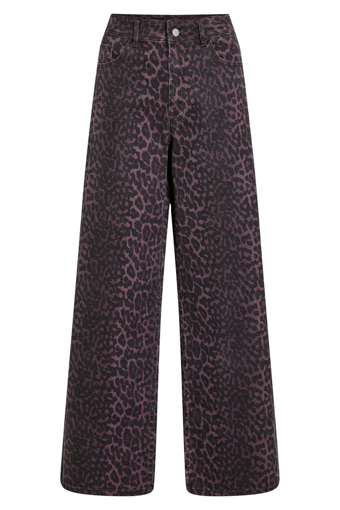 Calça jeans com estampado de leopardo