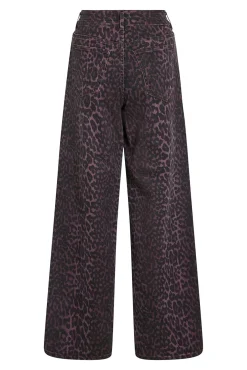 Calça jeans com estampado de leopardo