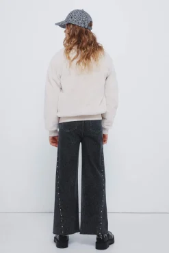 Calça jeans culotte com denim para menina