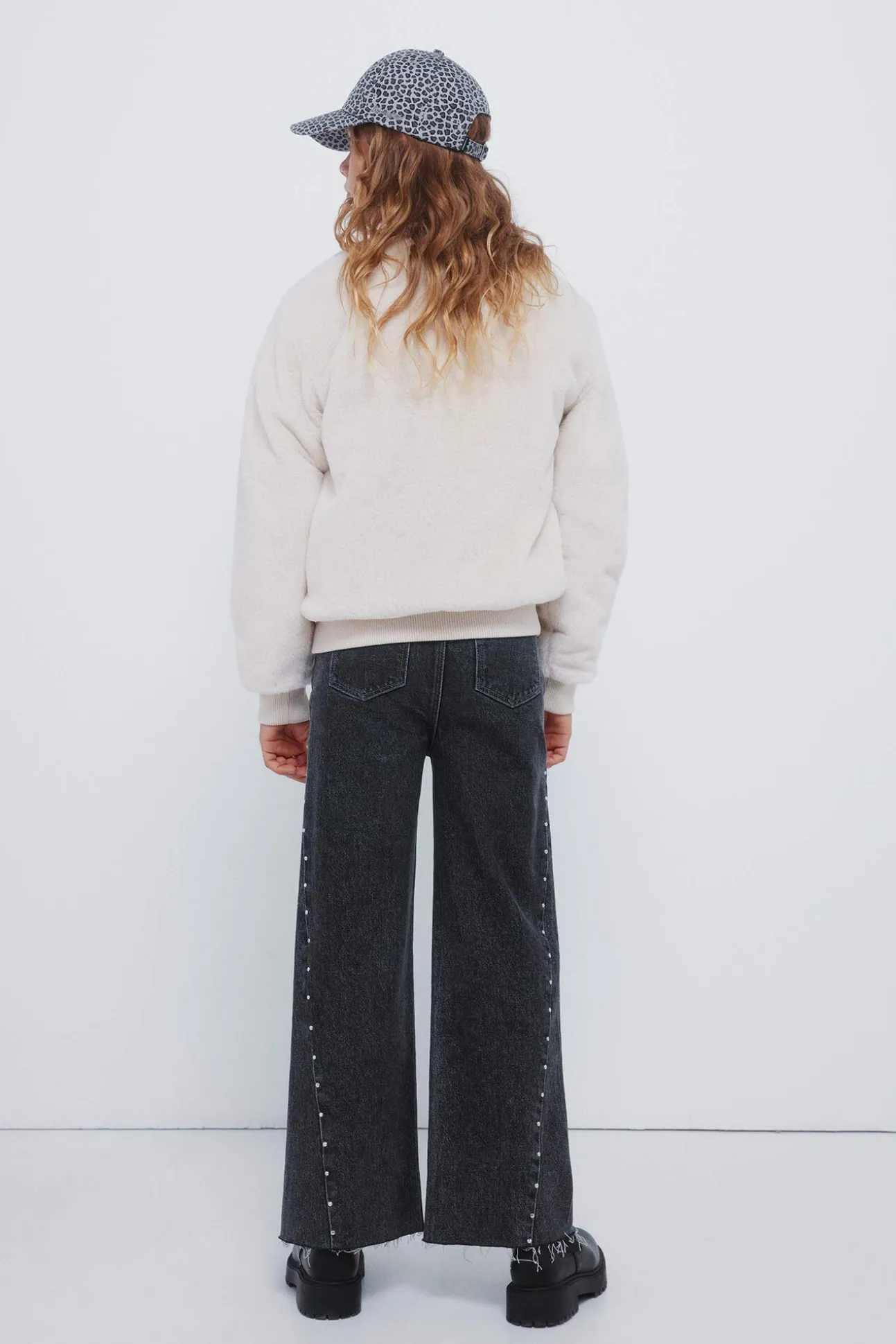 Calça jeans culotte com denim para menina
