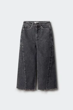 Calça jeans culotte com denim para menina