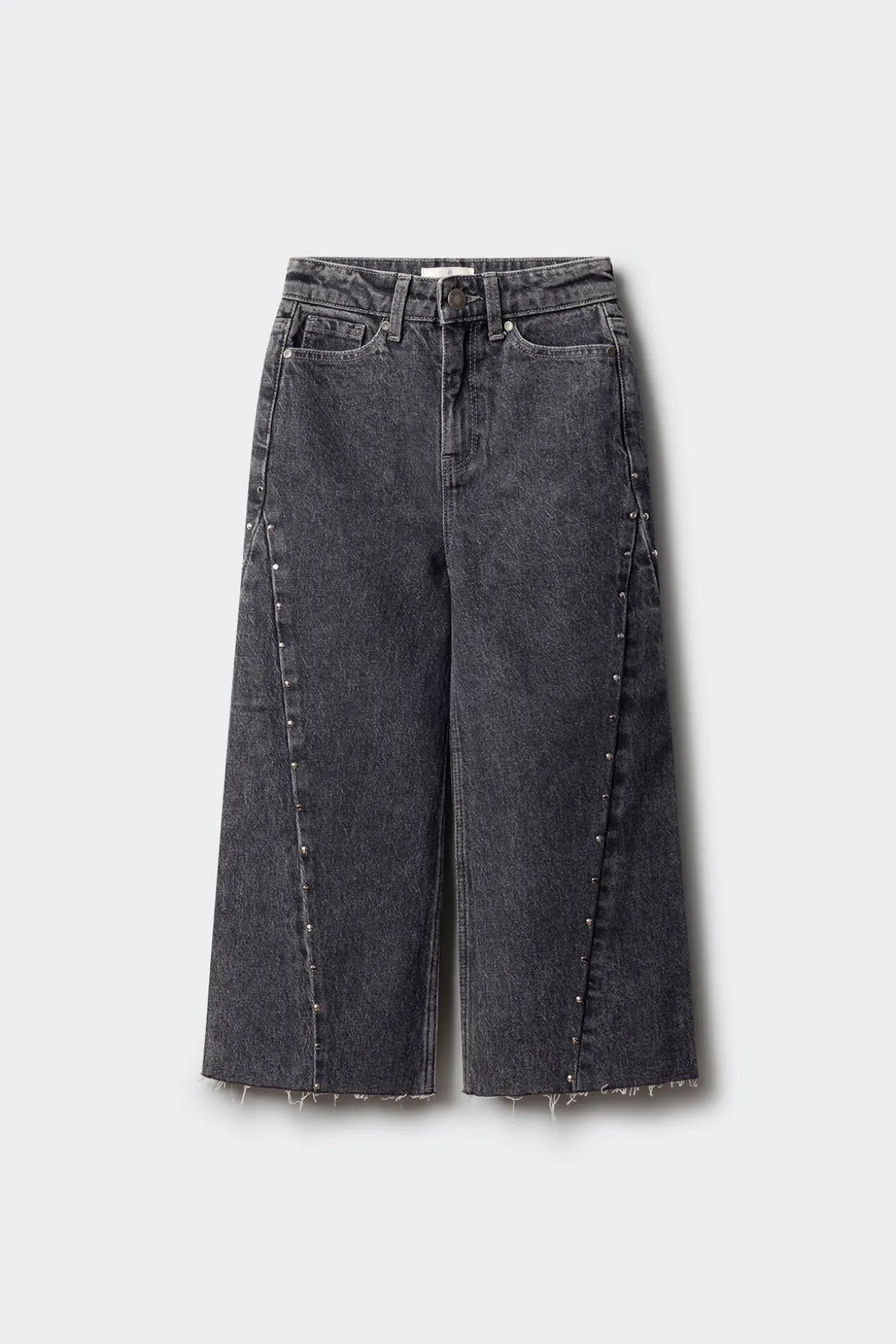 Calça jeans culotte com denim para menina