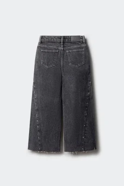 Calça jeans culotte com denim para menina