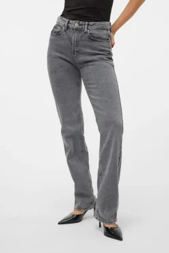 Calça jeans reta de cintura alta