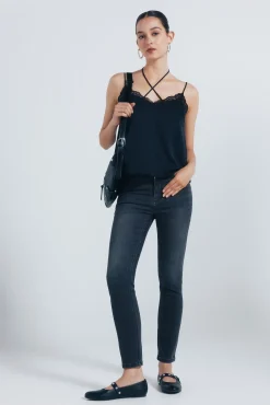 Calça jeans slim cropped