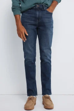 Calça jeans slim fit com lavagem escura média