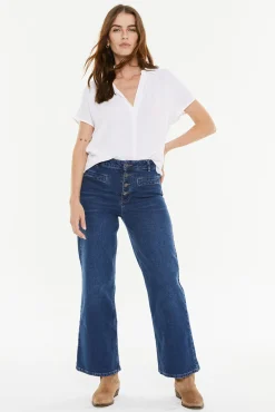 Calça largas com bolsos debrum