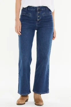 Calça largas com bolsos debrum