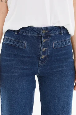 Calça largas com bolsos debrum