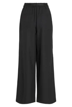 Calça social de pernas largas com cinto de flores