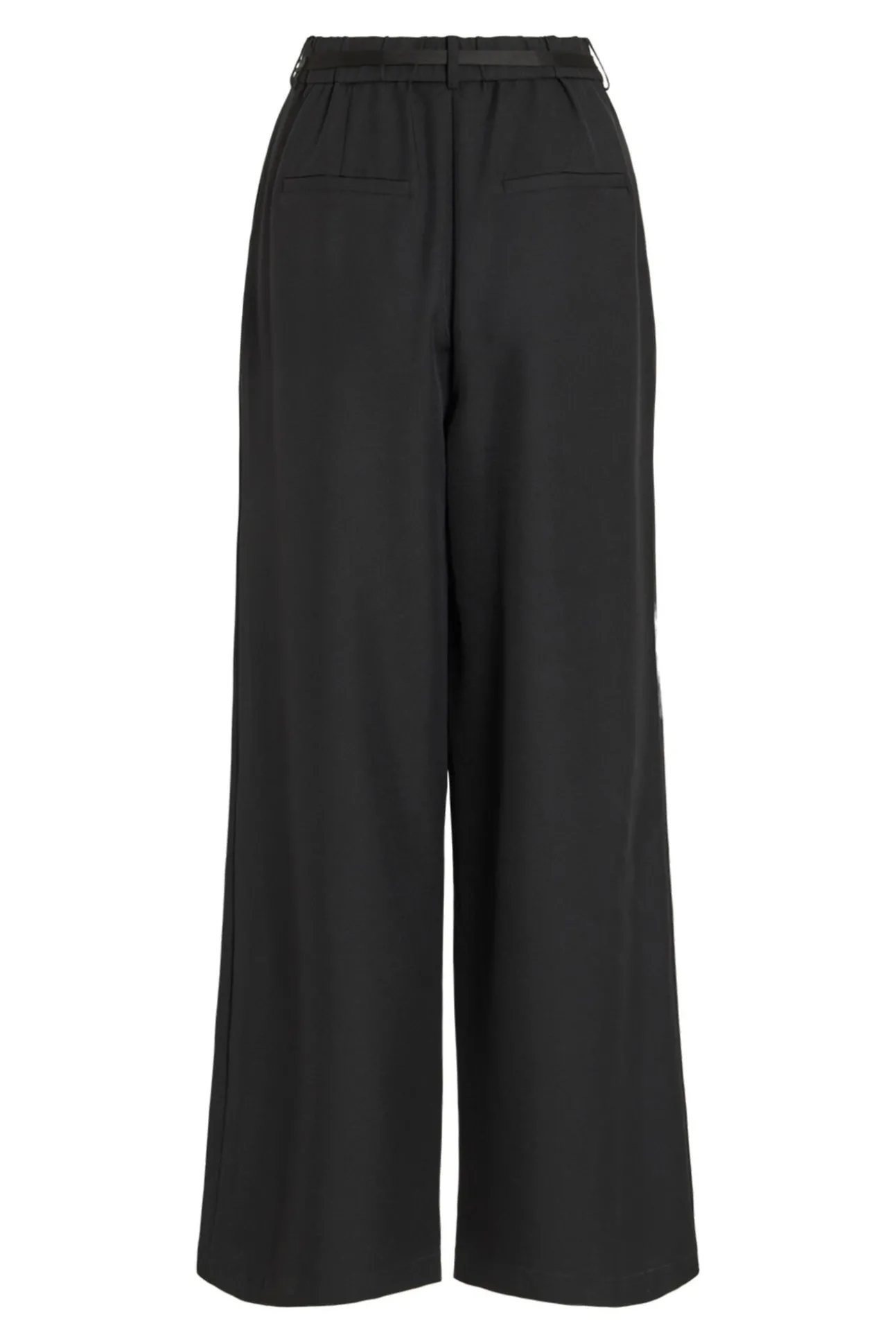 Calça social de pernas largas com cinto de flores