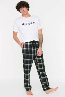 Calça unissex de corte regular com estampado xadrez multicolorida
