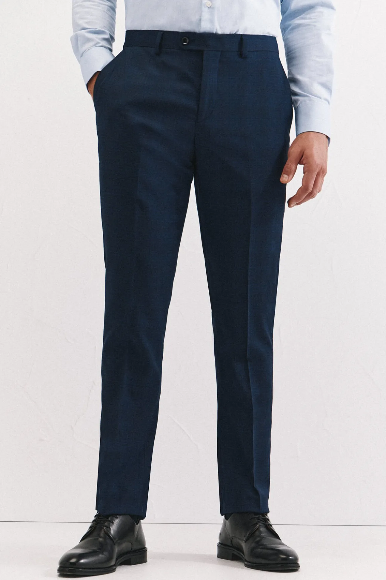 Calça xadrez azul slim fit